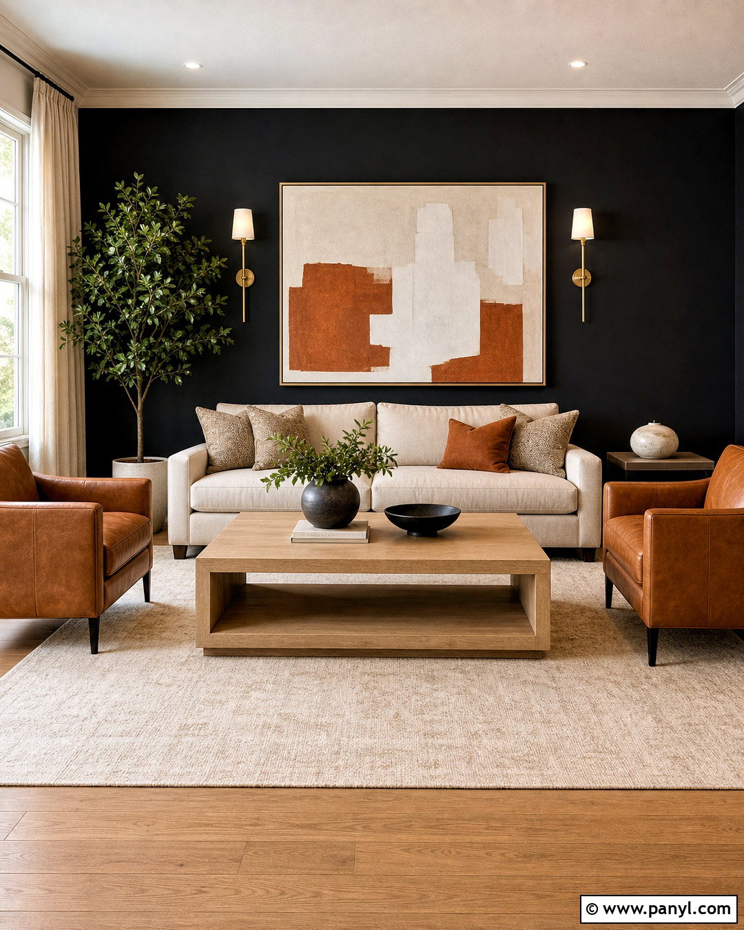 Matte Black Living Room Wall - 20 black wall background ideas