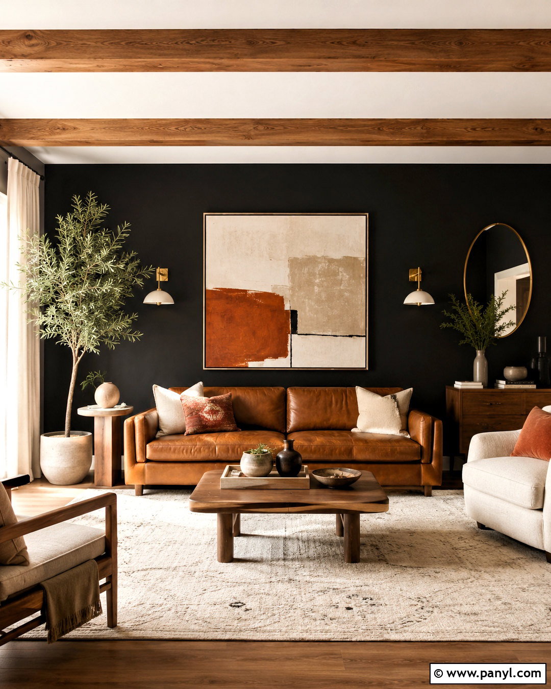 Matte Black Living Room Wall - 20 black wall decor ideas