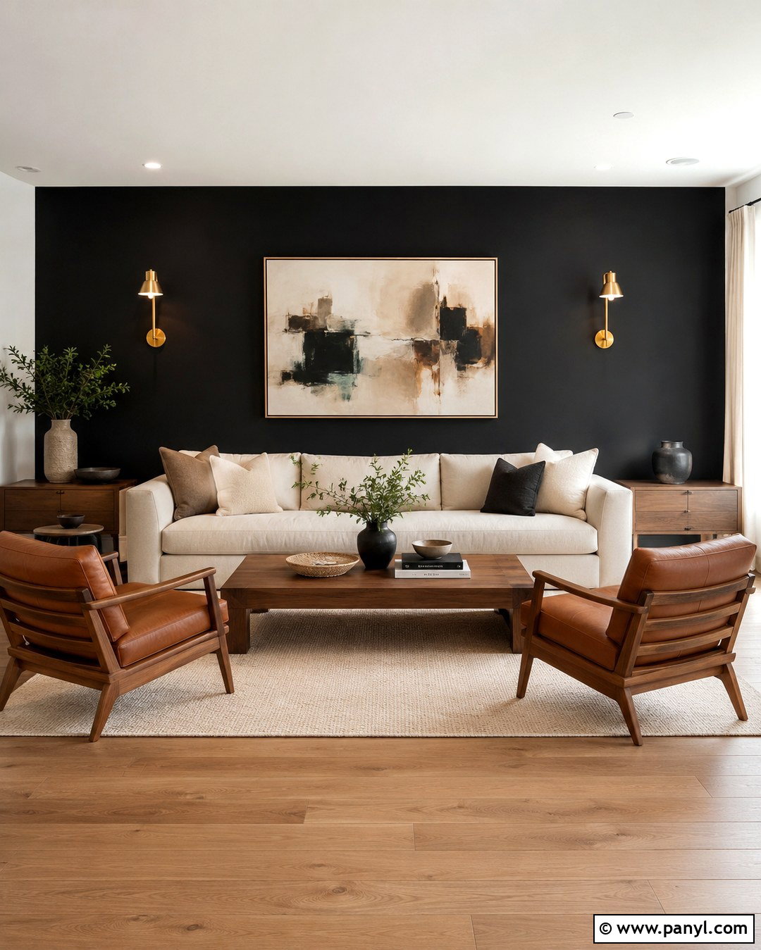 Matte Black Living Room Wall - 20 Mat Black Wall Ideas