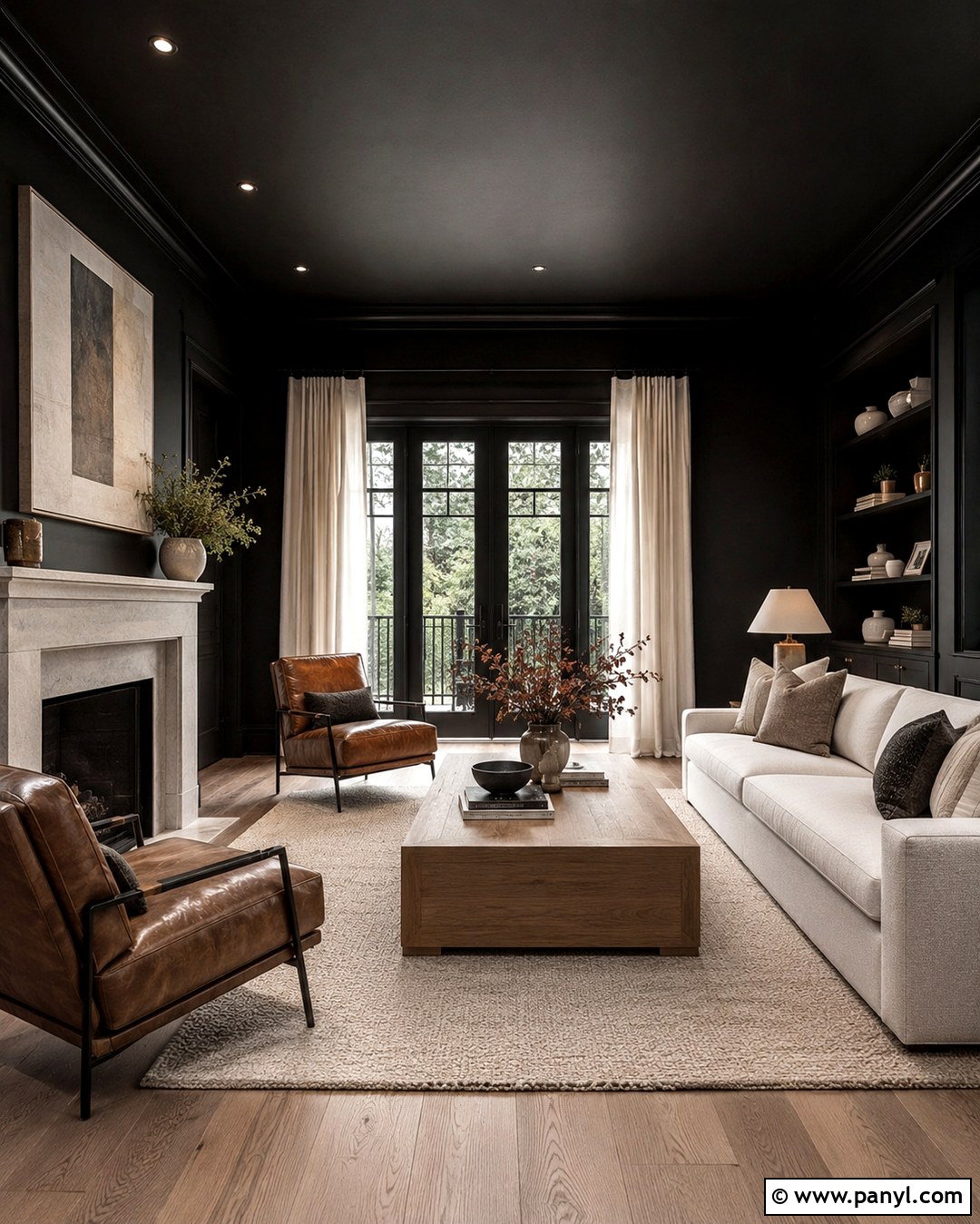 Matte Black Living Room Walls And Ceiling - 20 Black Wall Black Ceiling Ideas