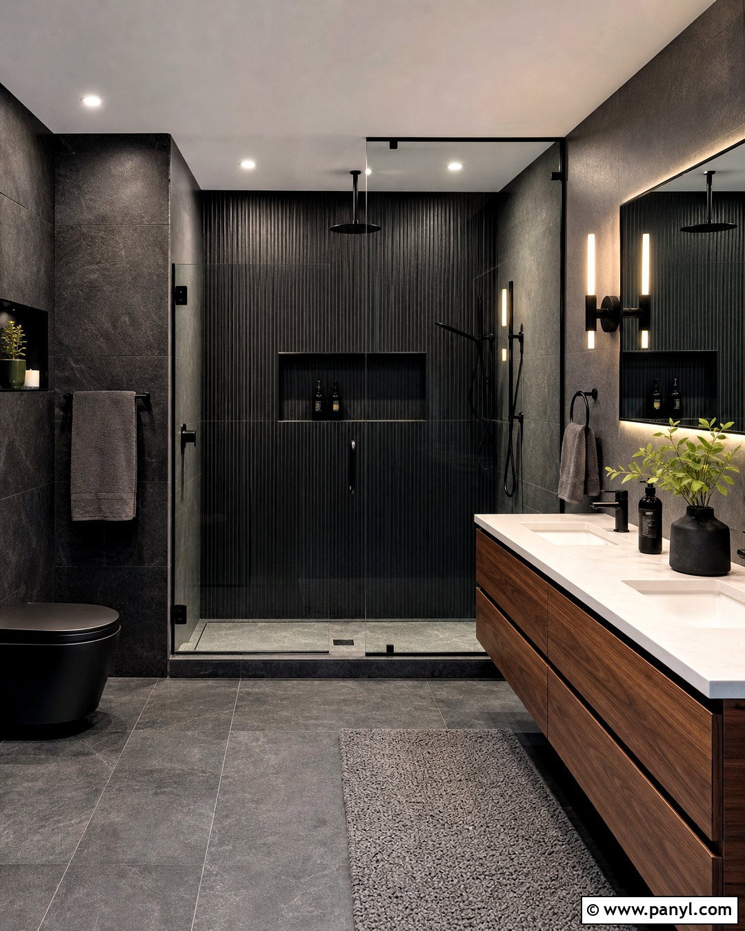 Matte Black Modern Bathroom - 20 dark moody bathroom ideas