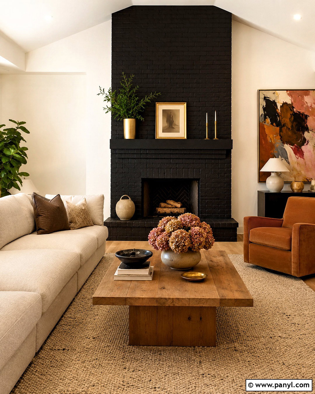 Matte Black Painted Fireplace - 20 colored fireplace painted ideas