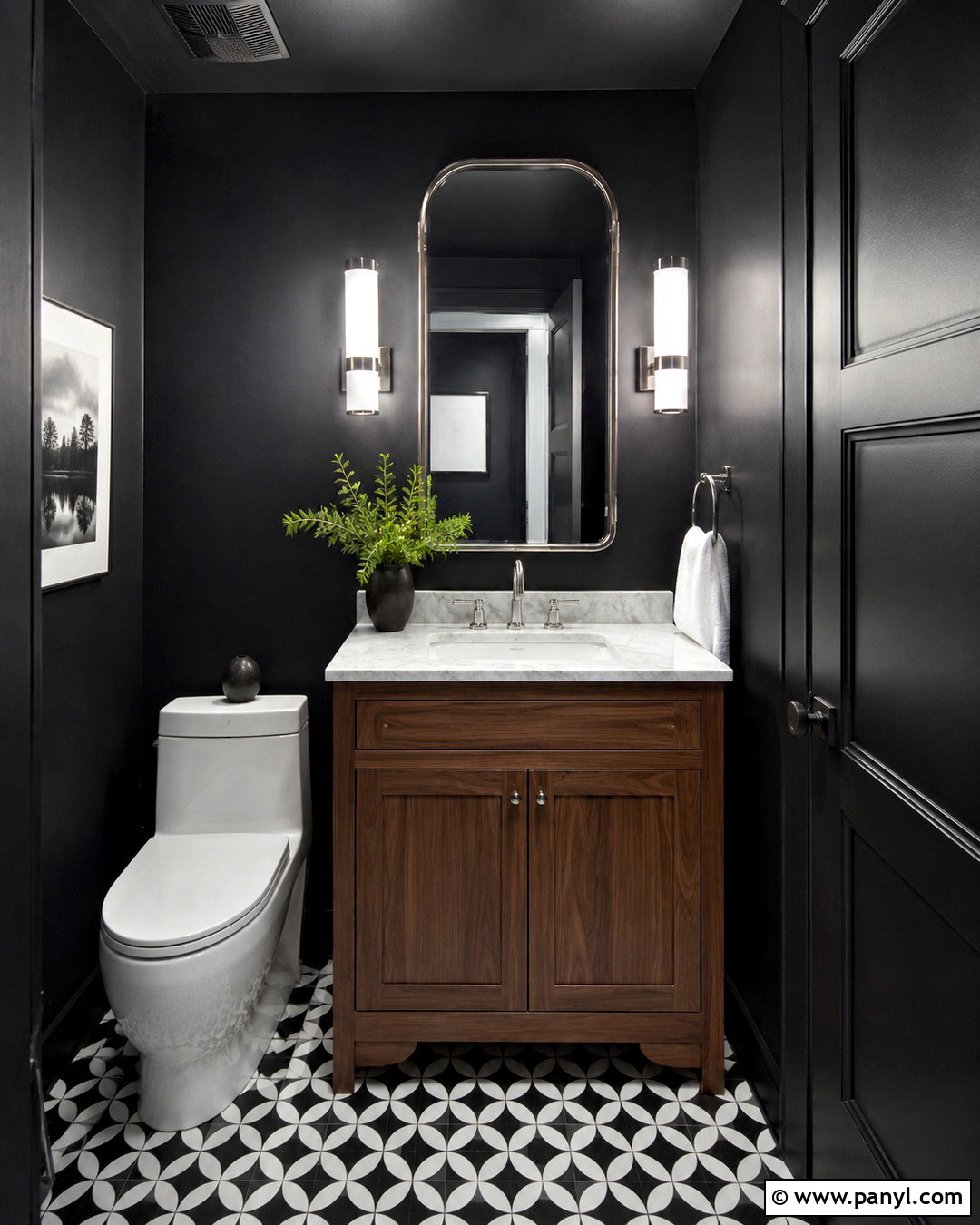 Matte Black Powder Room - 20 dark room colors