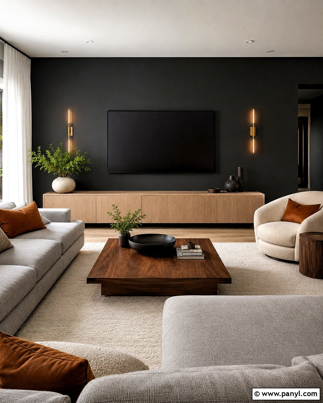 Matte Black TV Wall - 20 living room tv wall paint ideas