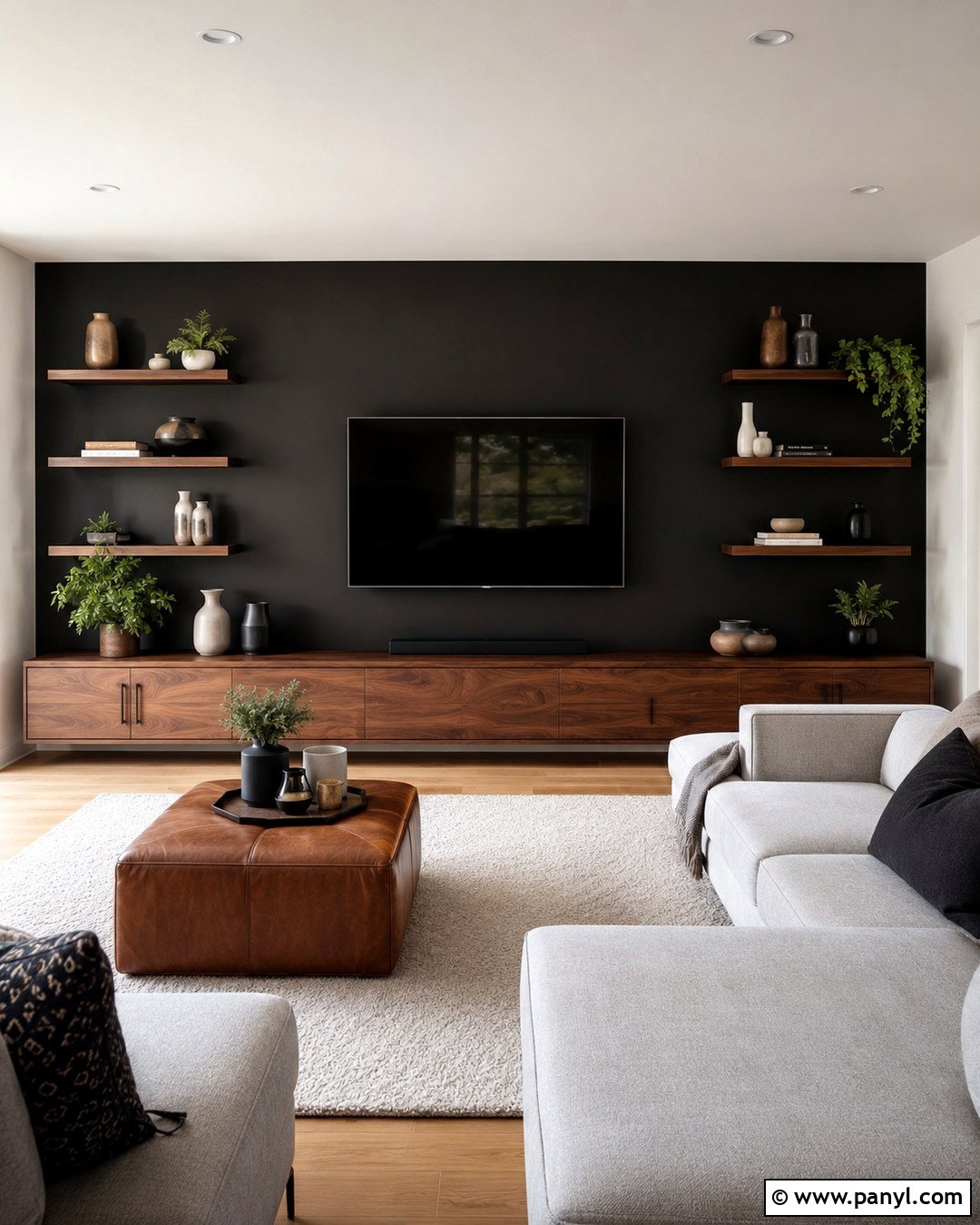 Matte Black TV Wall - 20 Mat Black Wall Ideas