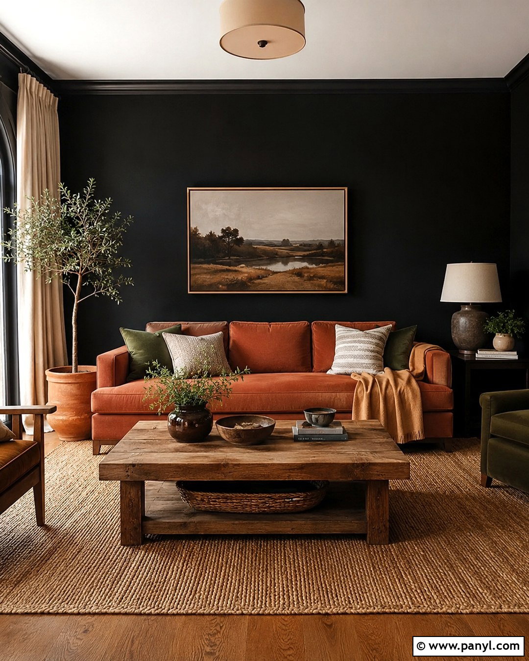 Matte Black Wall With Earthy Colors - 20 Mat Black Wall Ideas