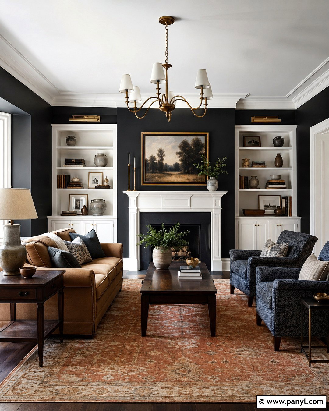 Matte Black Wall With White Trim - 20 Mat Black Wall Ideas