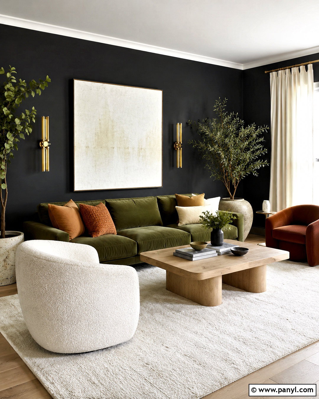 Matte Black Walls With Olive Green Couch - 20 Wall Color For Olive Green Couch Ideas