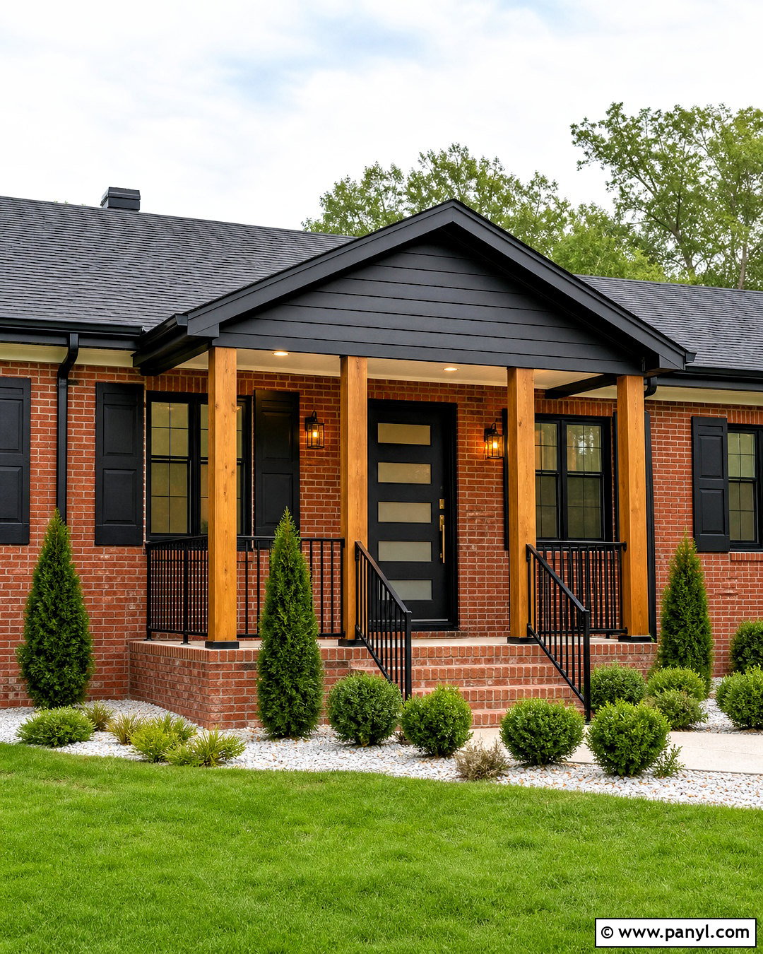 Matte Black With Red Brick - 20 colors that go with red brick ideas