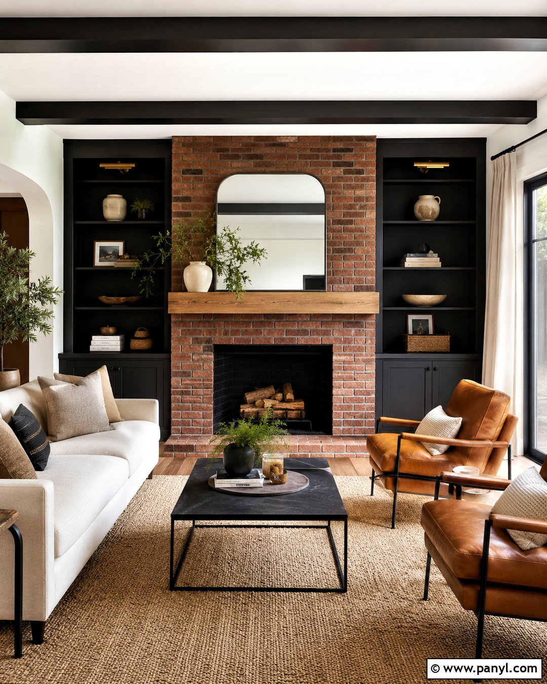 Matte Black With Red Brick - 20 colors that go with brick interior ideas