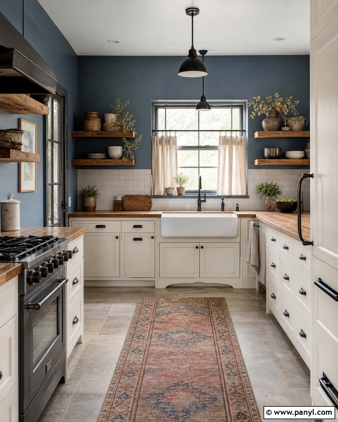 Matte Blue Farmhouse Kitchen - 20 Matte Blue Wall Color Ideas