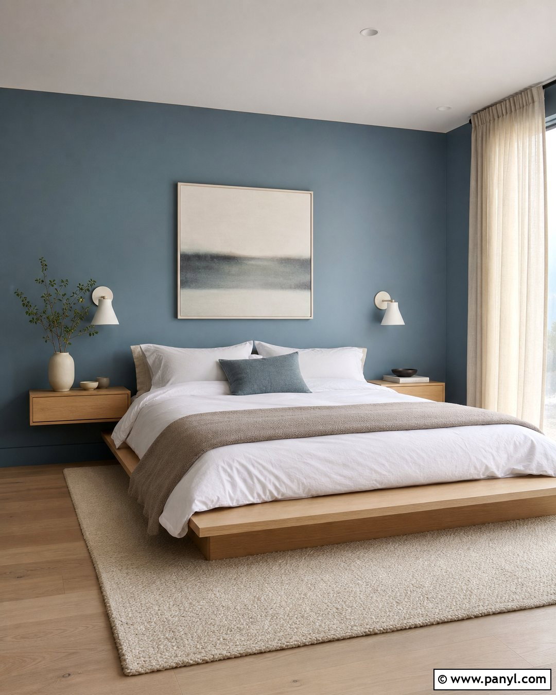 Matte Blue Minimalist Bedroom - 20 Matte Blue Wall Color Ideas