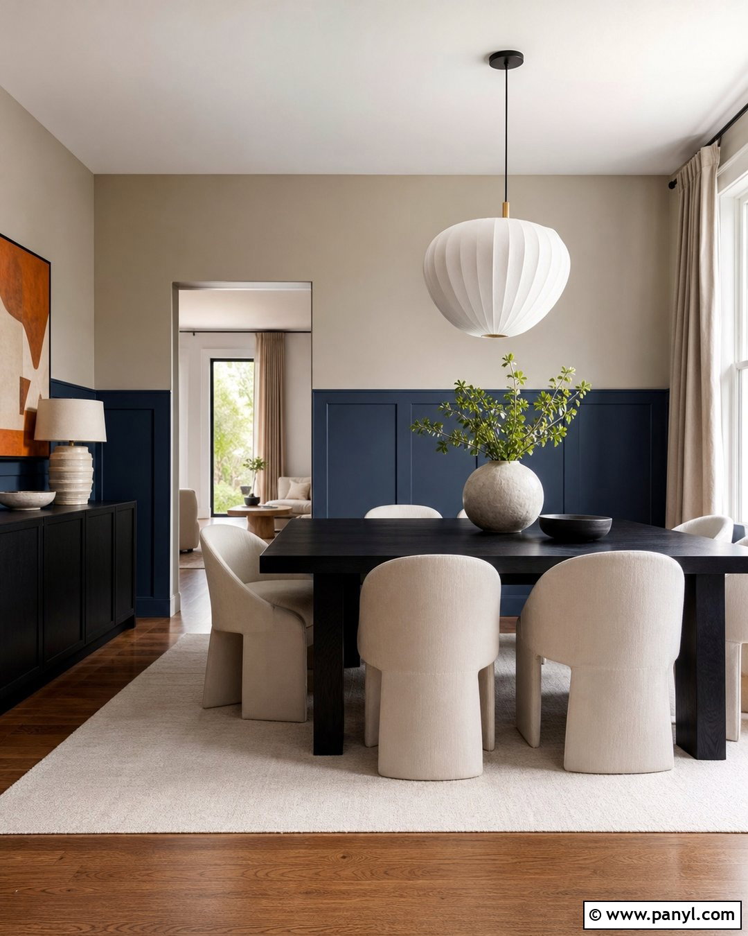 Matte Blue Wainscoting Modern Dining Room - 35 blue wainscoting ideas