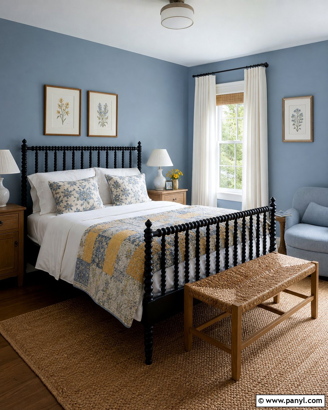 Matte Cornflower Blue Guest Room - 20 Matte Blue Wall Color Ideas