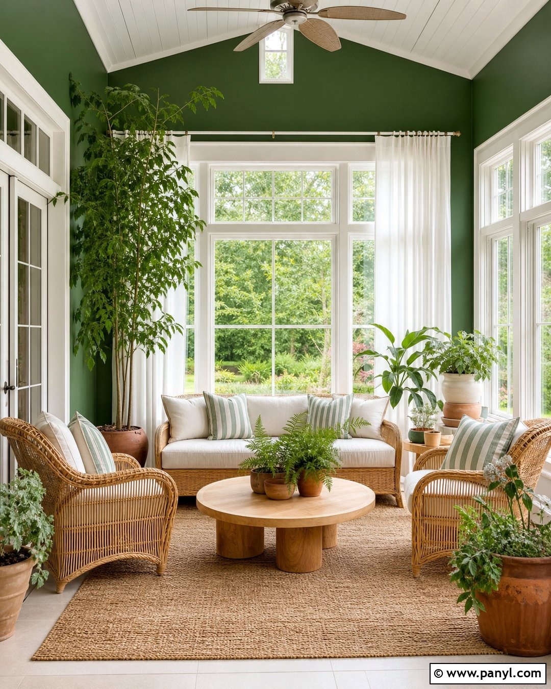 Matte Fern Green Sunroom Walls - 20 Matte Green Wall Color Ideas