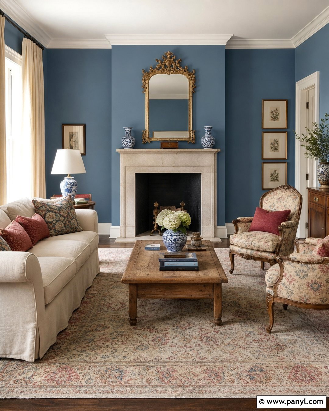 Matte French Blue Living Room - 20 Matte Blue Wall Color Ideas