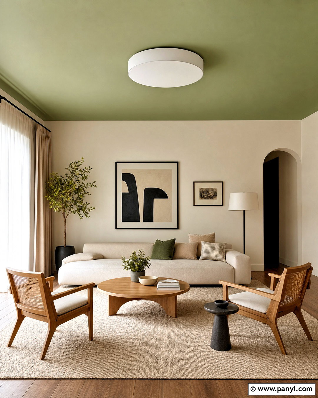 Matte Green Low Ceiling Living Room - 20 green ceiling living room ideas