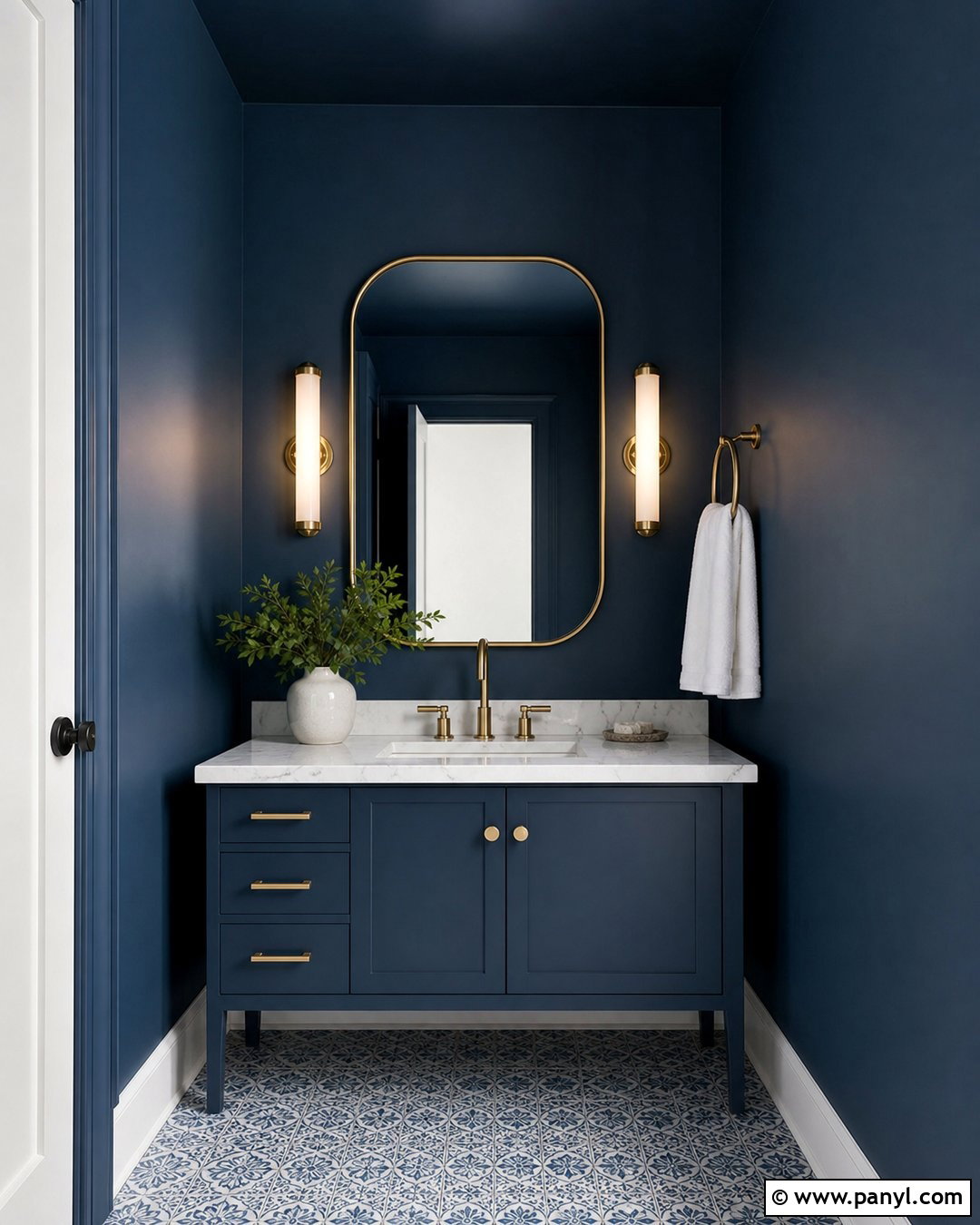 Matte Midnight Blue Powder Room - 20 Matte Blue Wall Color Ideas