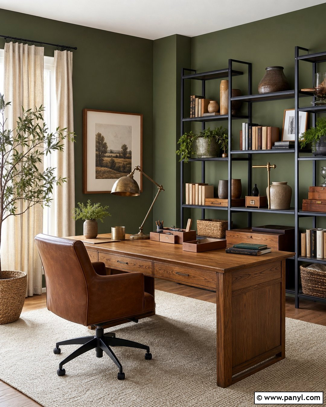 Matte Moss Green Home Office Walls - 20 Matte Green Wall Color Ideas
