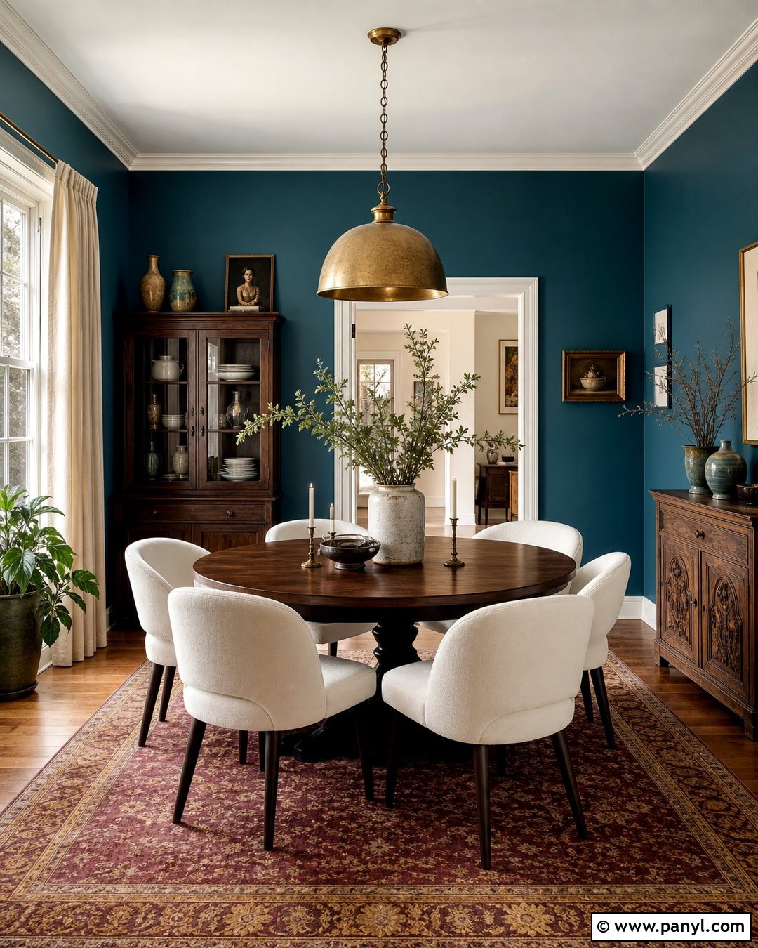 Matte Peacock Blue Dining Room - 20 Matte Blue Wall Color Ideas