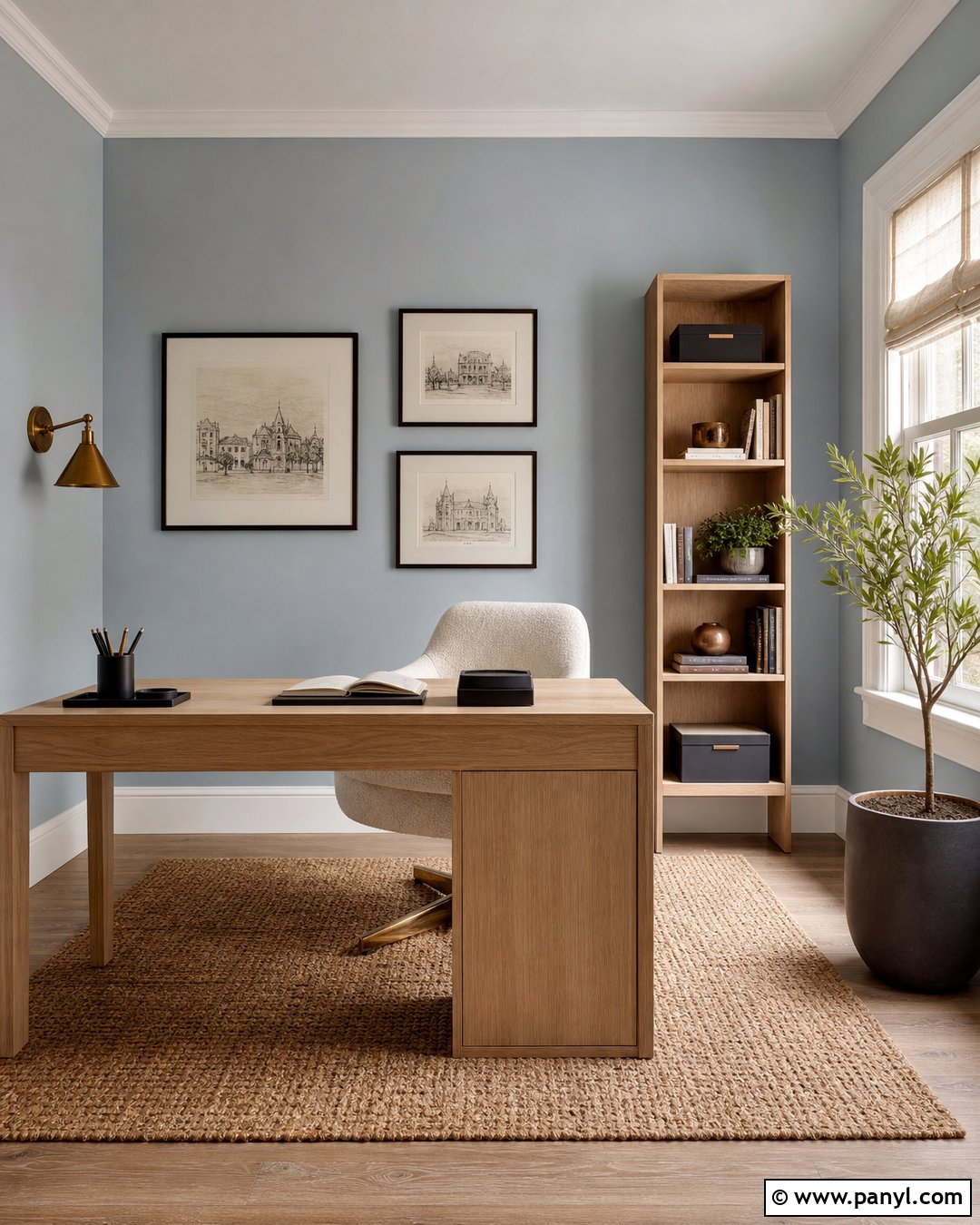 Matte Powder Blue Home Office - 20 Matte Blue Wall Color Ideas