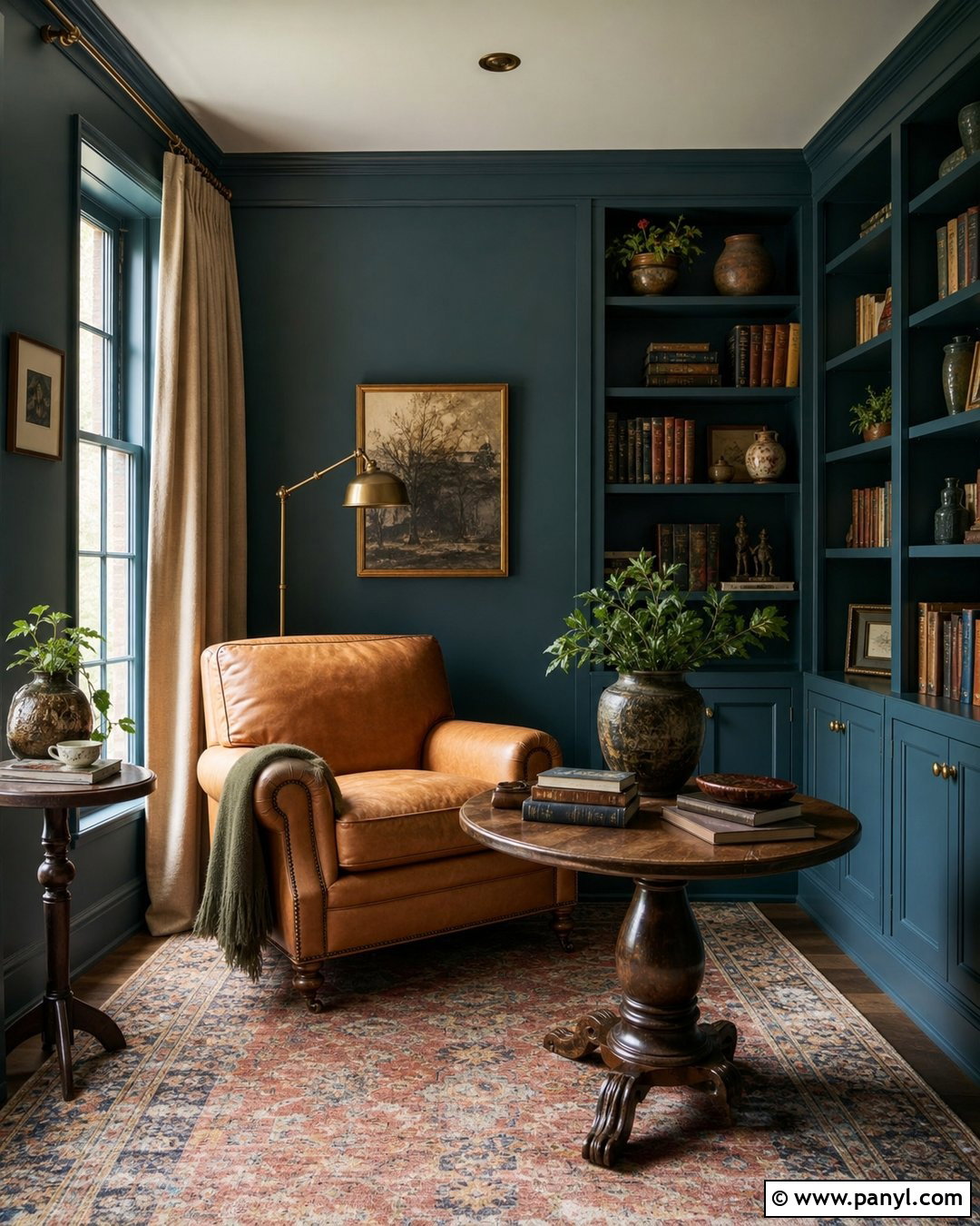 Matte Teal Blue Reading Room - 20 Matte Blue Wall Color Ideas