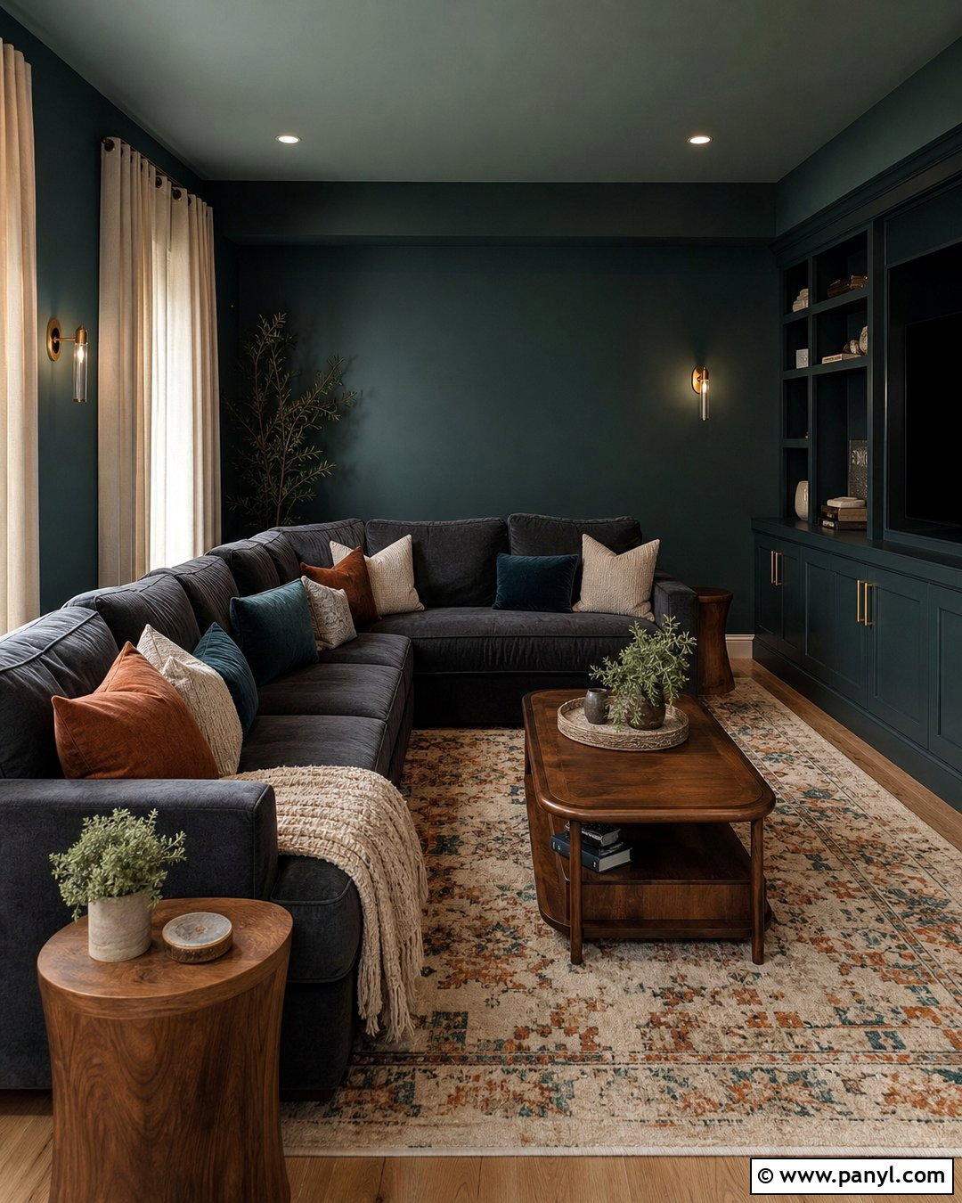 Matte Teal Green Media Room Walls - 20 Matte Green Wall Color Ideas