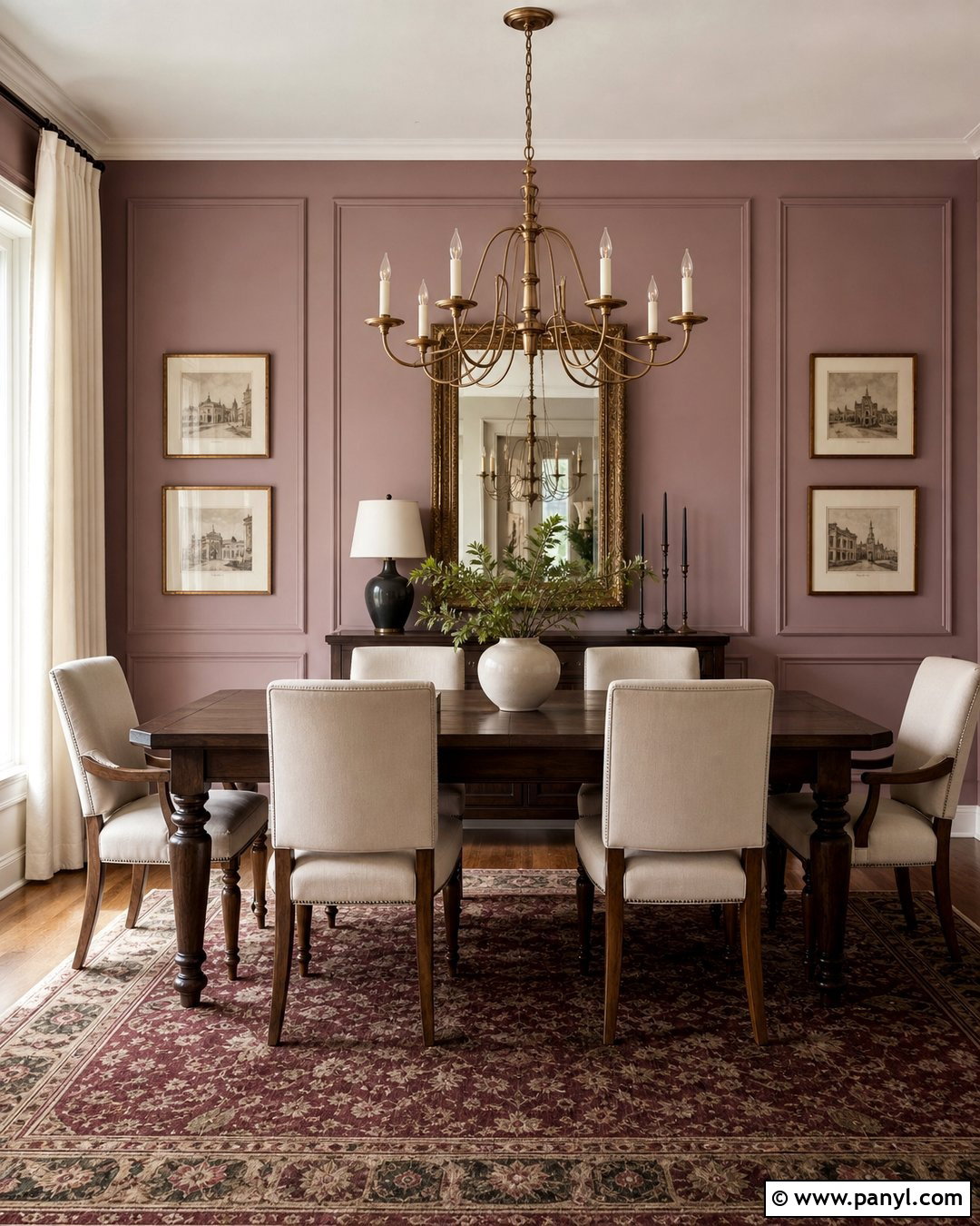 Mauve Accent Wall With Picture Frame Molding - 30 Mauve Accent Wall Ideas