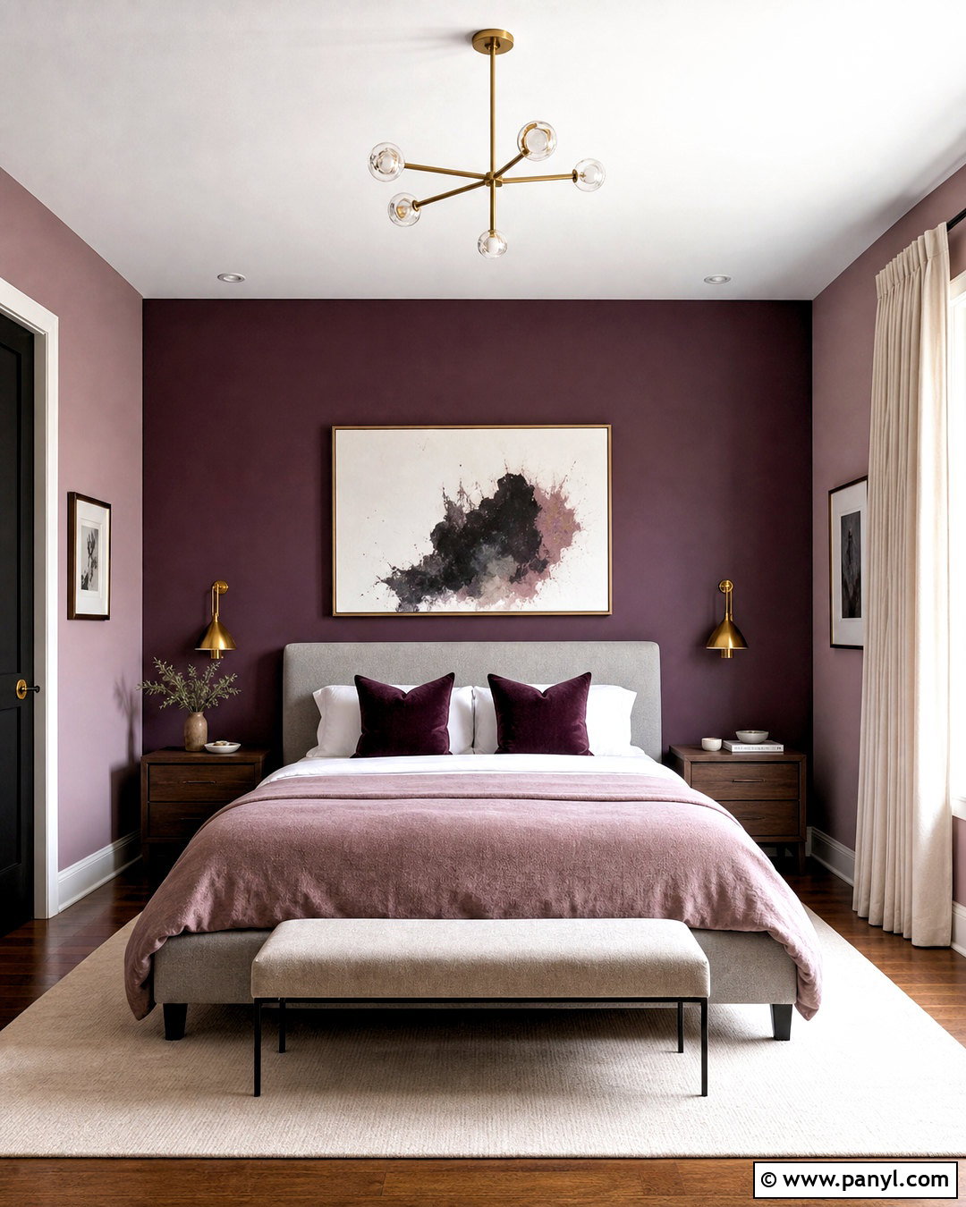 Mauve And Deep Plum Bedroom Walls - 20 bedroom wall colour combination ideas
