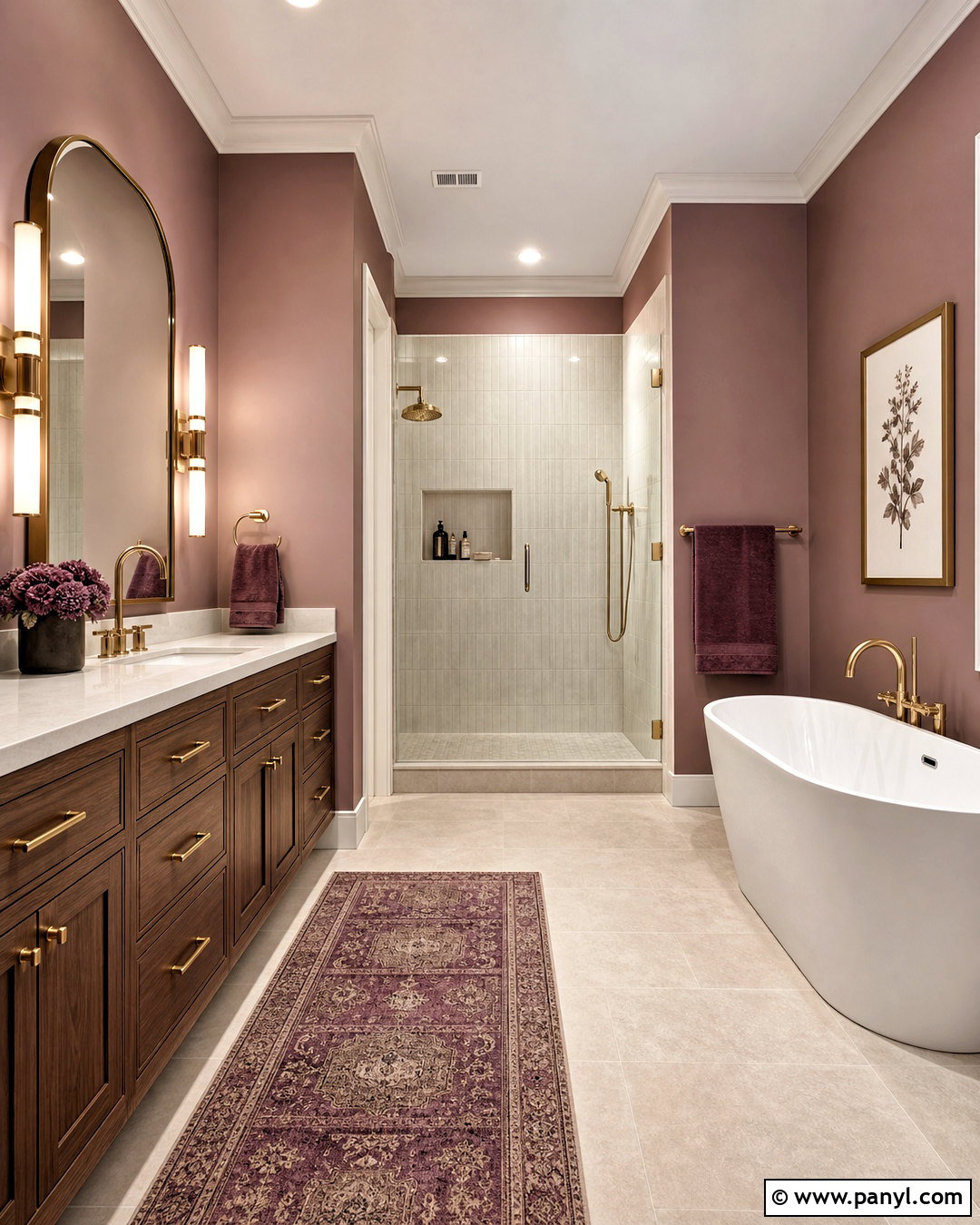 Mauve Bathroom With Brass Fixtures - 20 mauve bathroom ideas