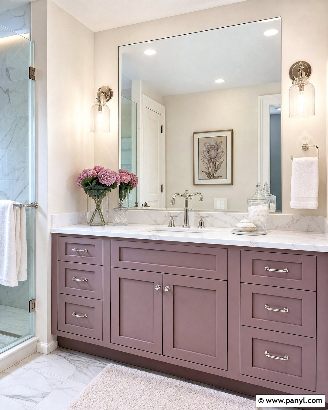 Mauve Bathroom With White Marble - 20 mauve room ideas