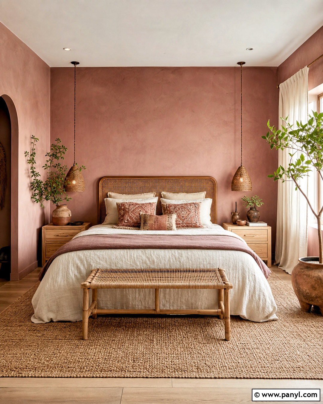 Mauve Boho Bedroom With Natural Textures - 20 mauve room ideas