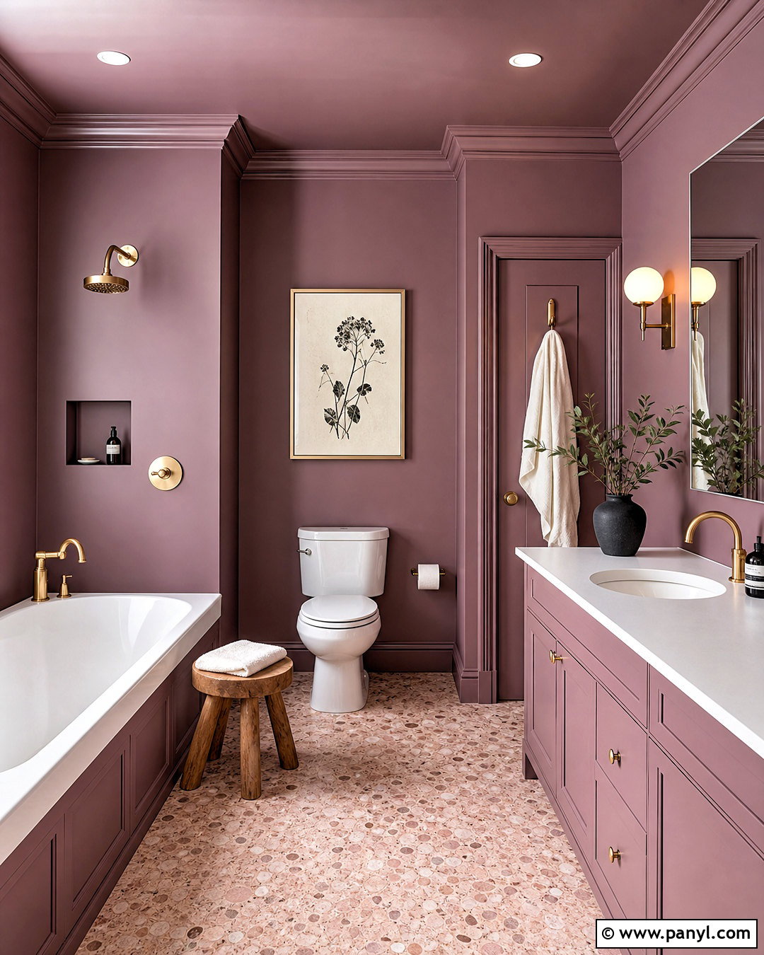 Mauve Color Drenched Bathroom - 20 mauve bathroom ideas