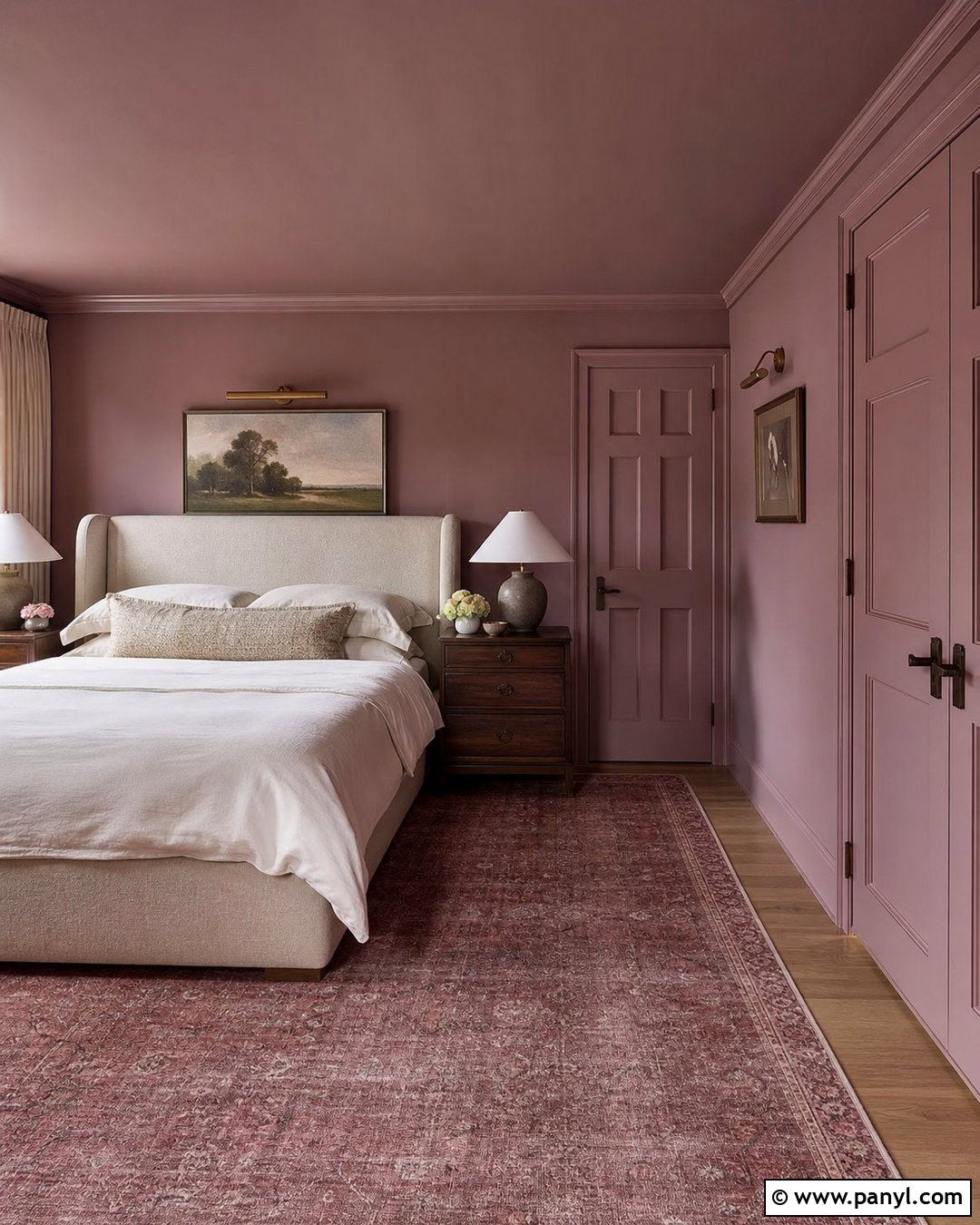 Mauve Color Drenched Bedroom - 35 Mauve Wall Color Ideas