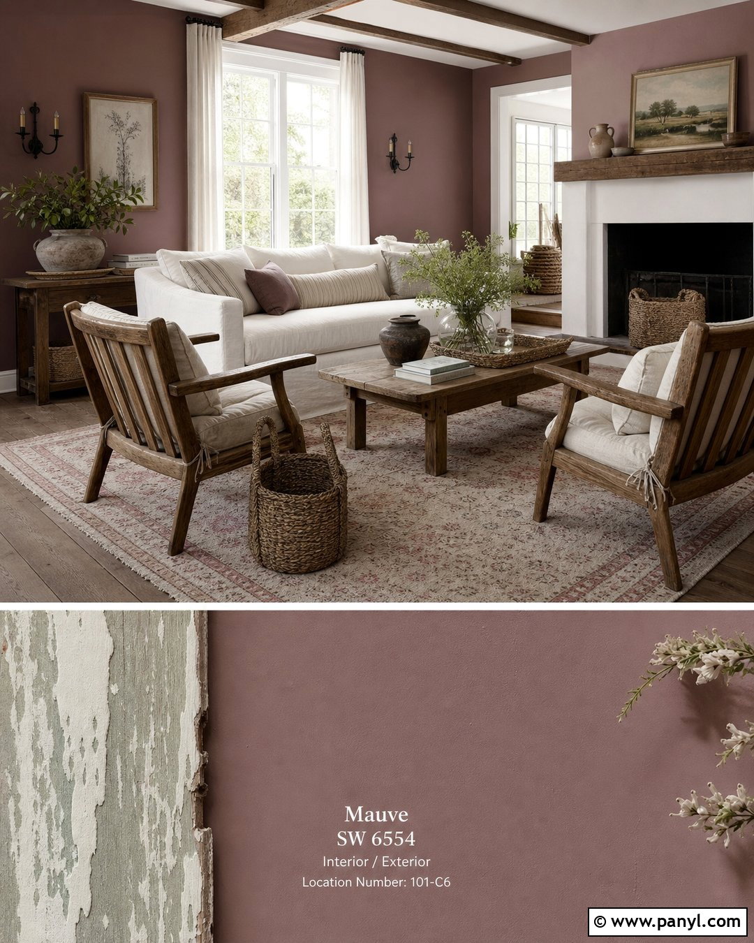 Mauve Farmhouse Living Room - 35 Mauve Wall Color Ideas