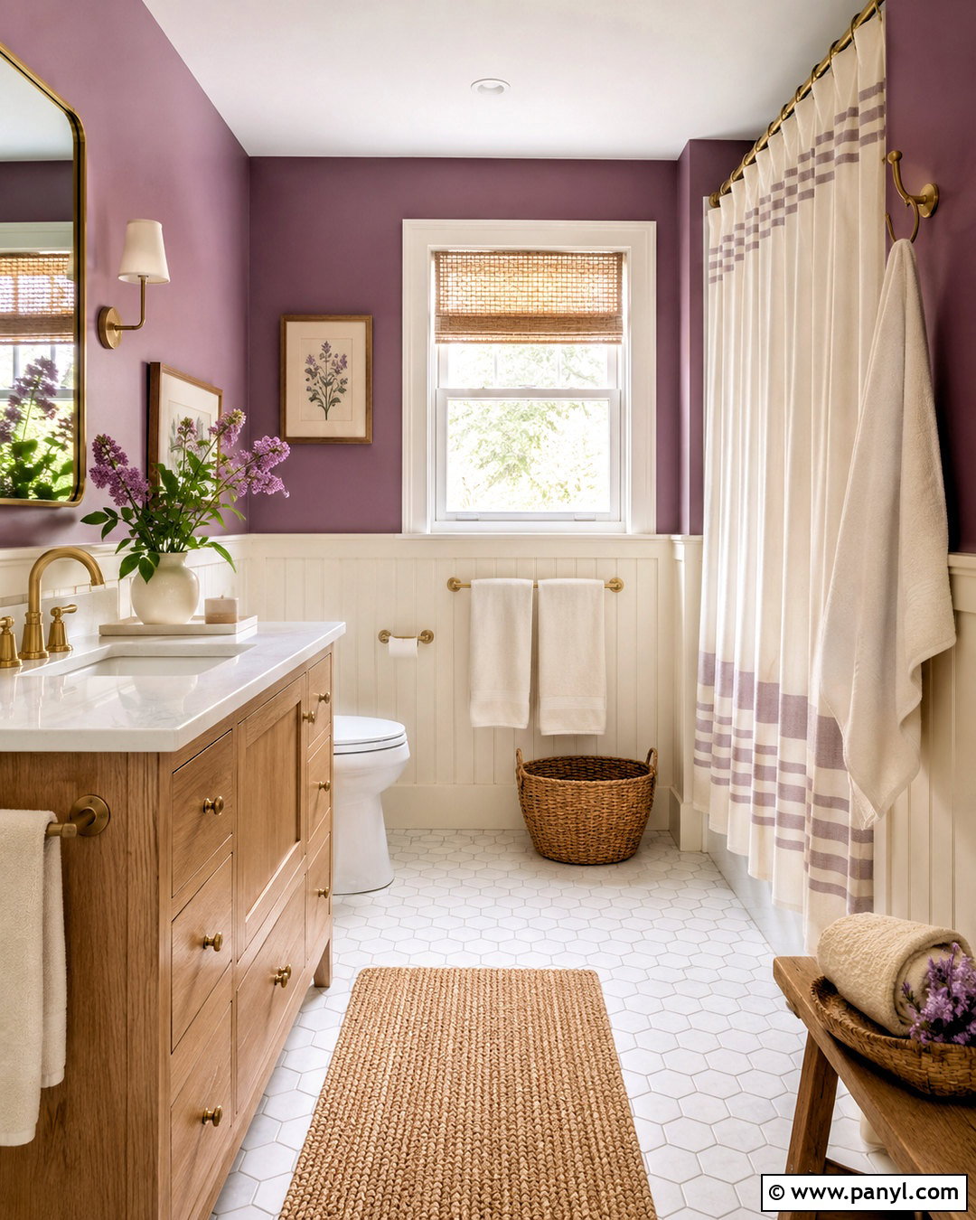 Mauve Farmhouse Purple Bathroom - 20 purple bathroom aesthetic ideas
