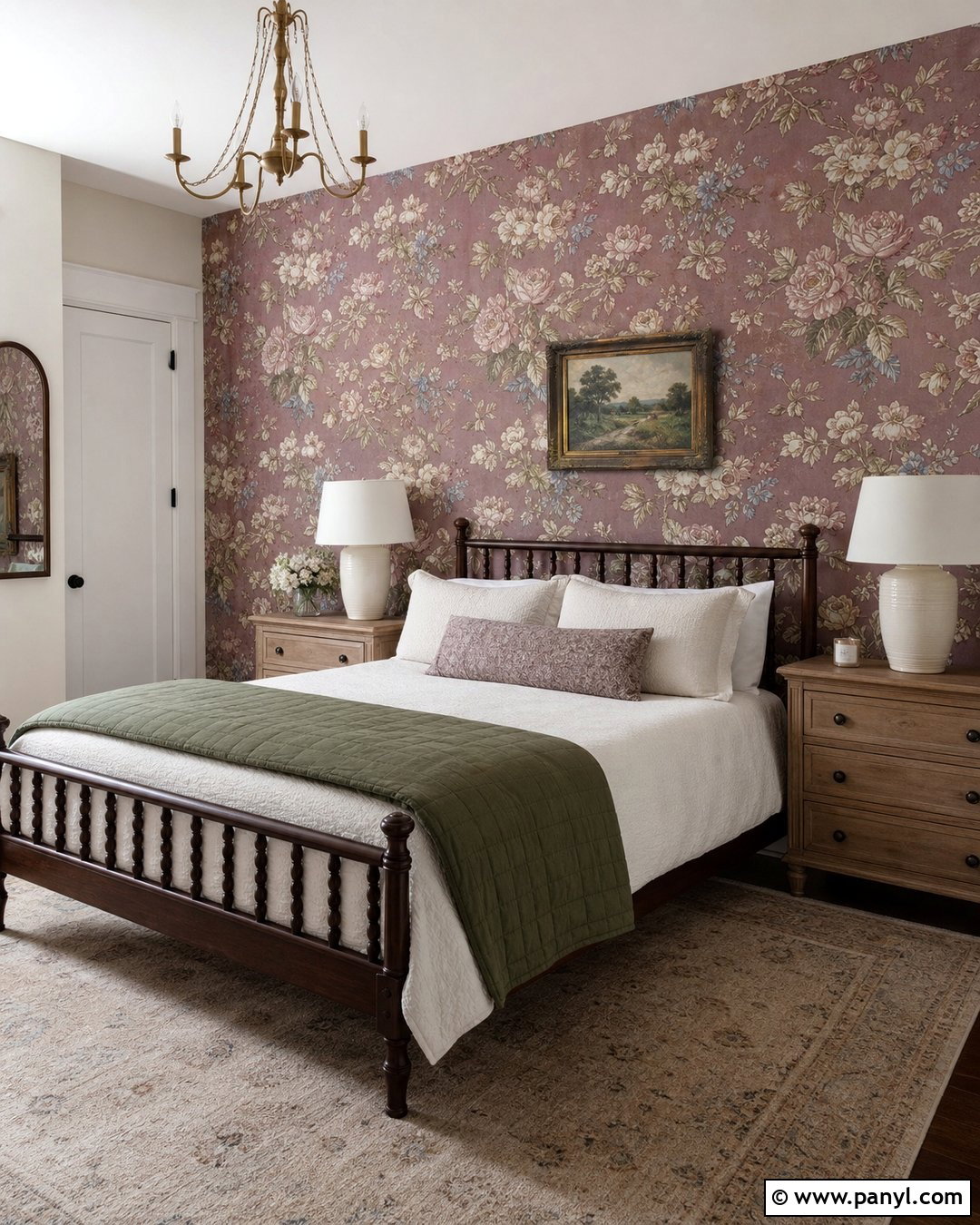 Mauve Floral Wallpaper Accent Wall - 30 Mauve Accent Wall Ideas