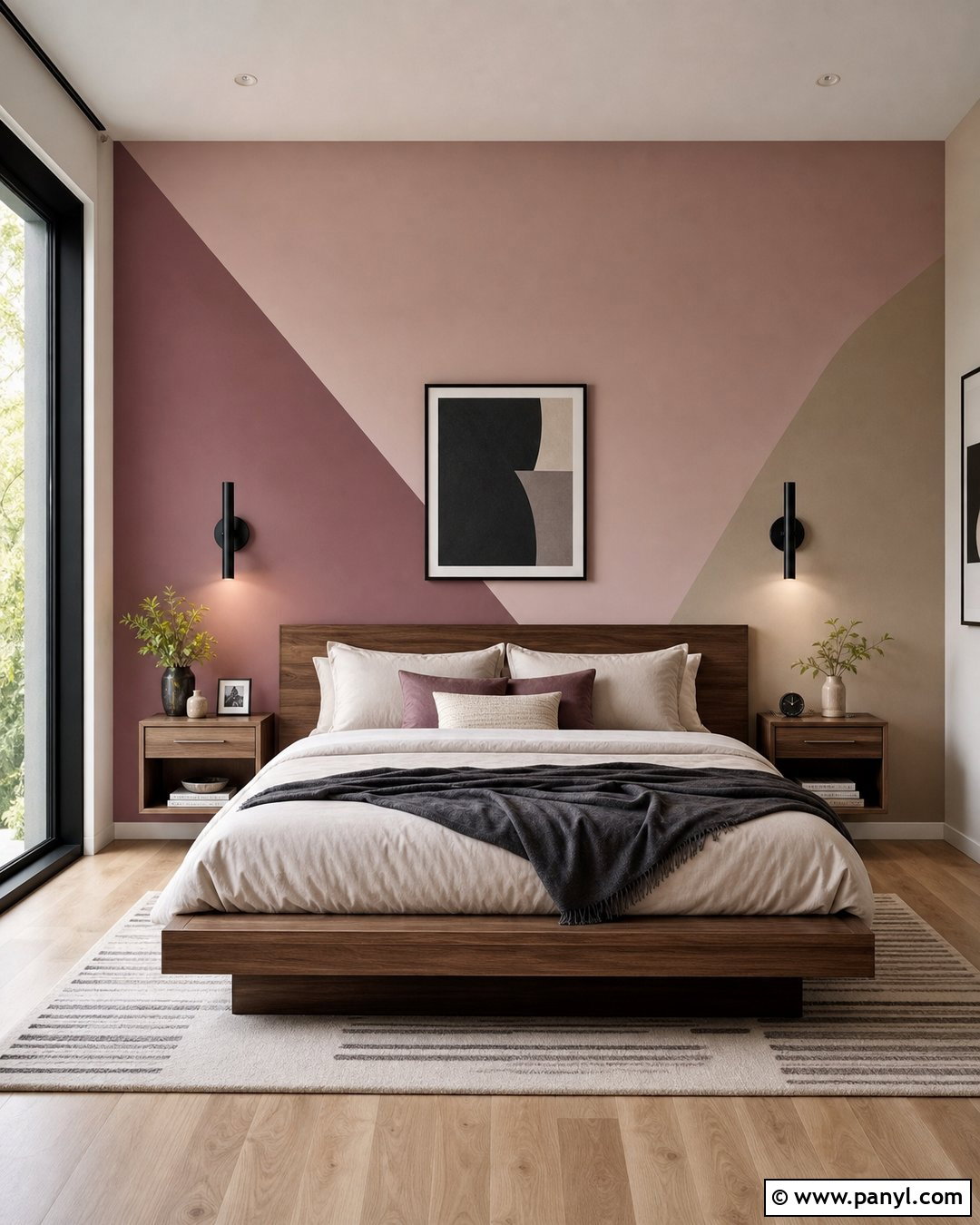 Mauve Geometric Accent Wall - 30 Mauve Accent Wall Ideas