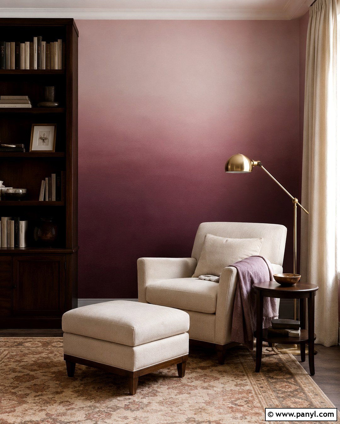 Mauve Gradient Wall Reading Room - 20 Color Gradient Wall Ideas