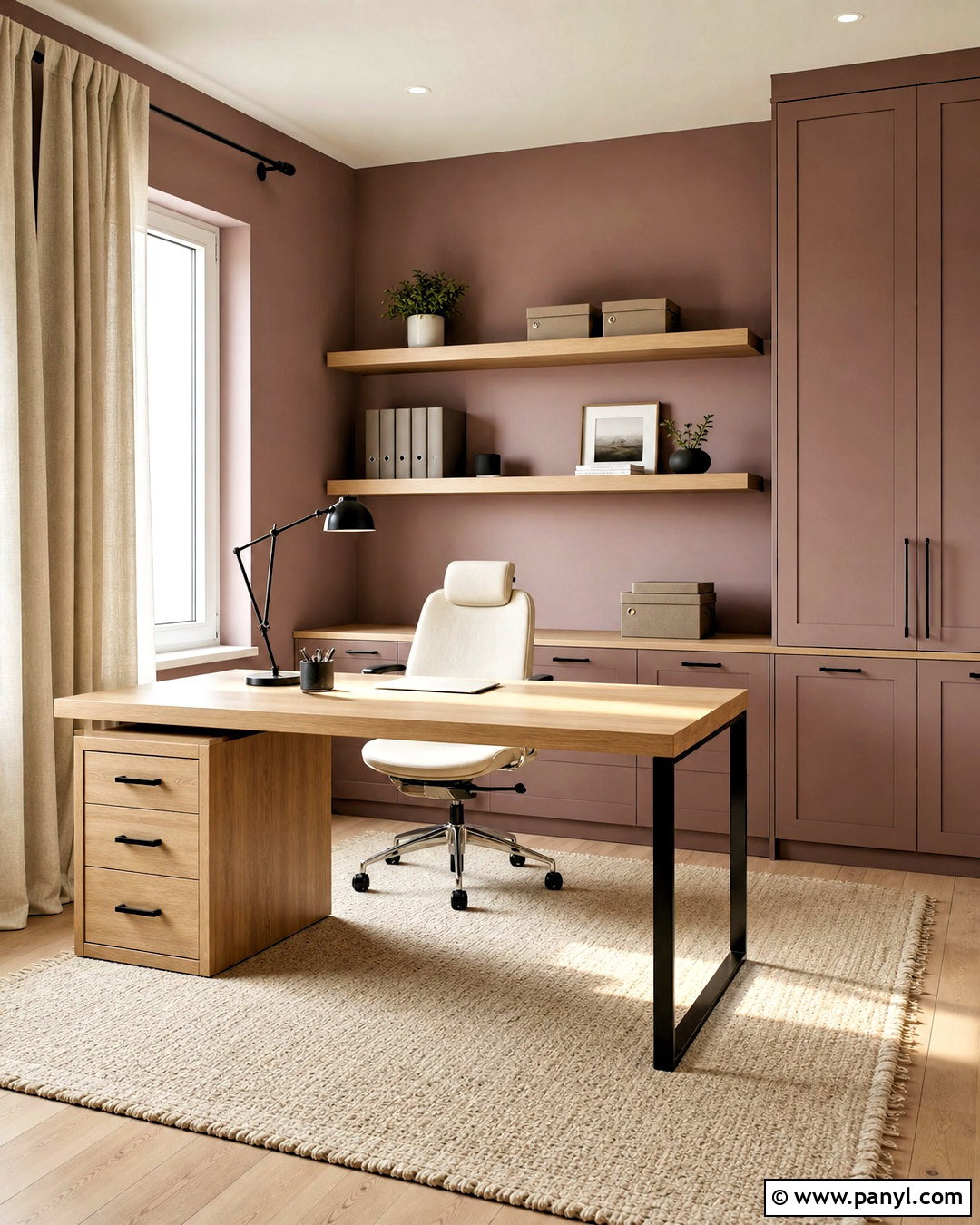 Mauve Home Office With Light Oak - 20 mauve room ideas