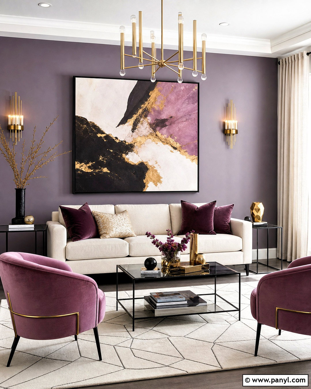 Mauve Living Room With Black And Gold - 20 mauve living room ideas