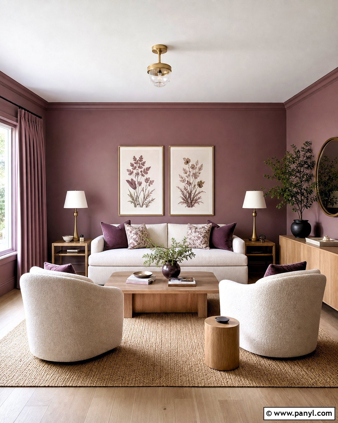 Mauve Living Room With Cream Furniture - 20 mauve room ideas