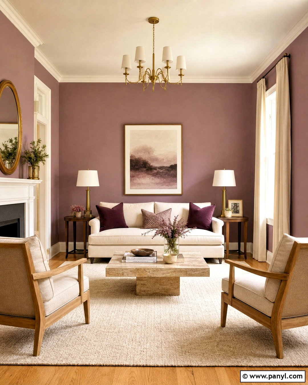 Mauve Living Room With Cream Sofa - 20 mauve living room ideas