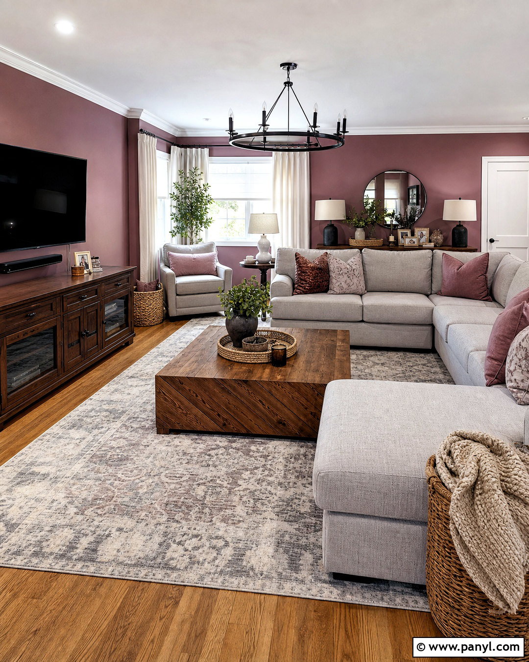Mauve Living Room With Gray Sectional - 20 mauve living room ideas