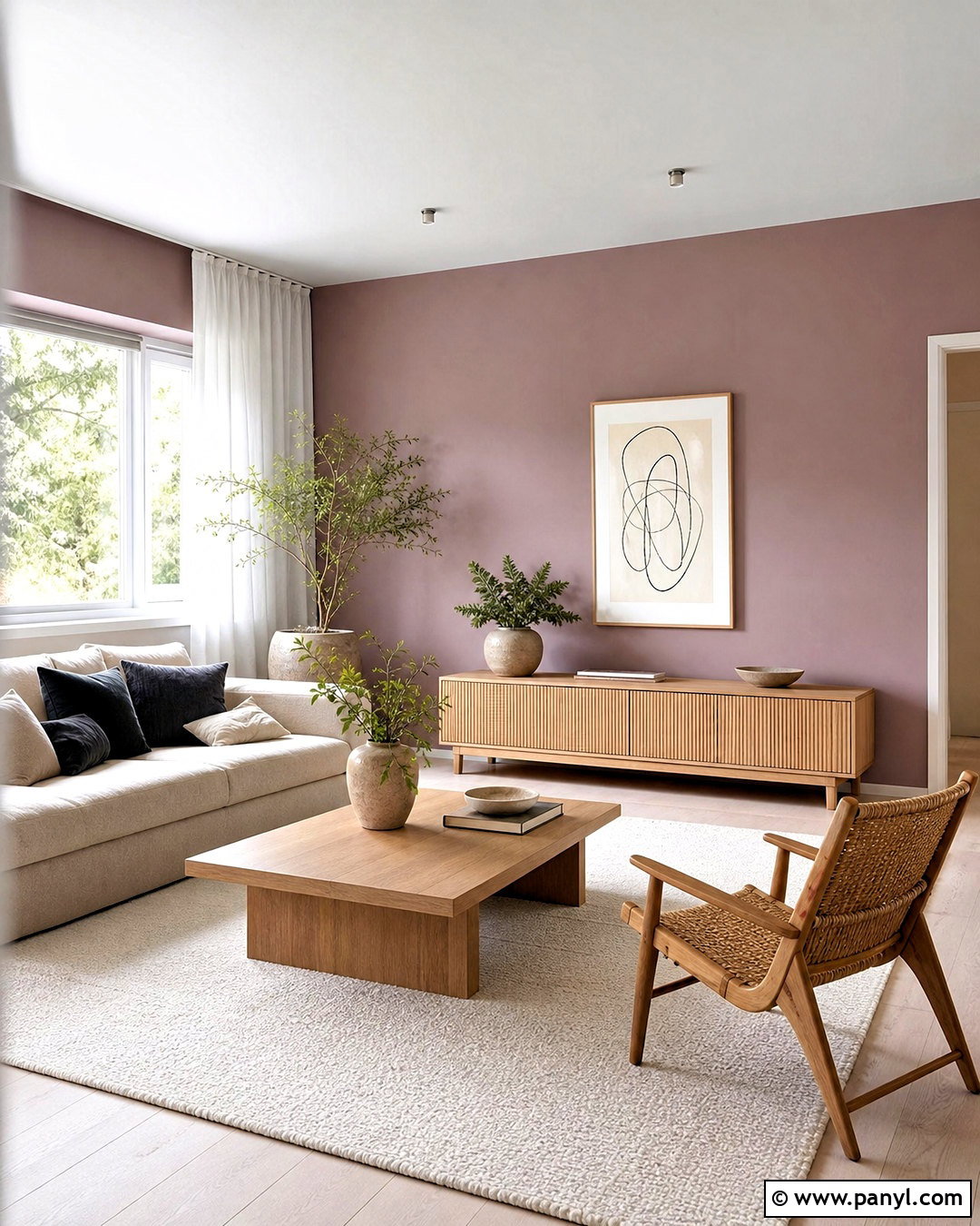 Mauve Living Room With Natural Wood - 20 mauve living room ideas
