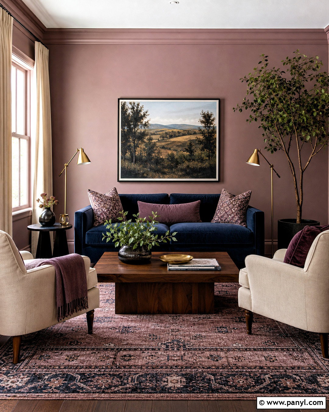 Mauve Living Room With Navy Blue - 20 mauve room ideas