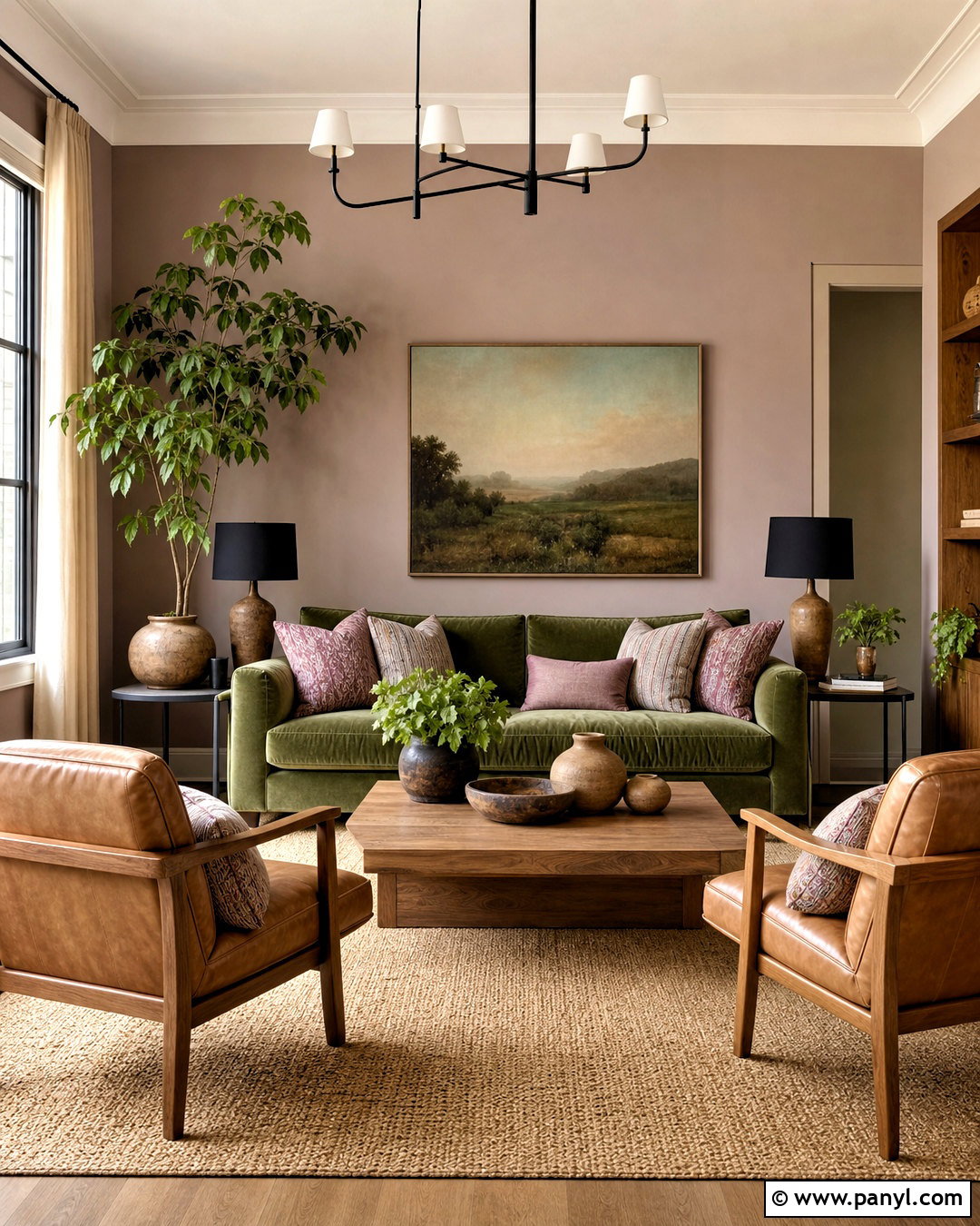 Mauve Living Room With Olive Green - 20 mauve room ideas