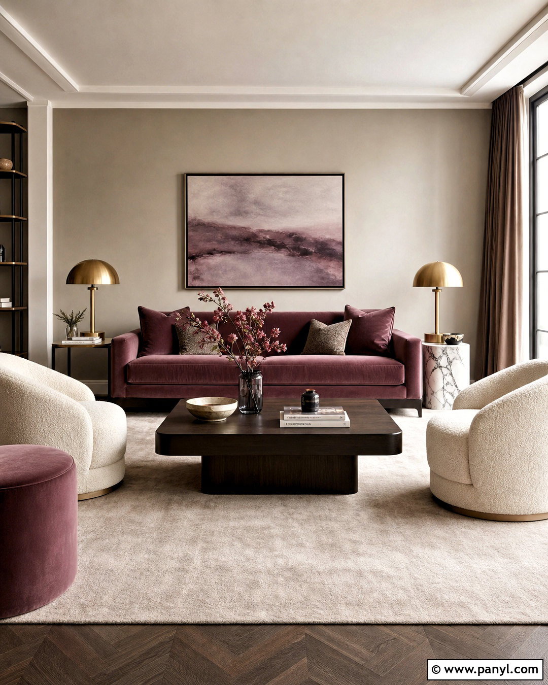 Mauve Living Room With Velvet Sofa - 20 mauve living room ideas