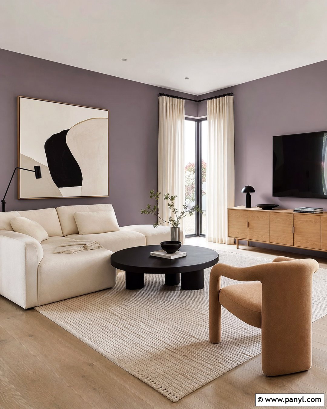 Mauve Modern Living Room - 35 Mauve Wall Color Ideas
