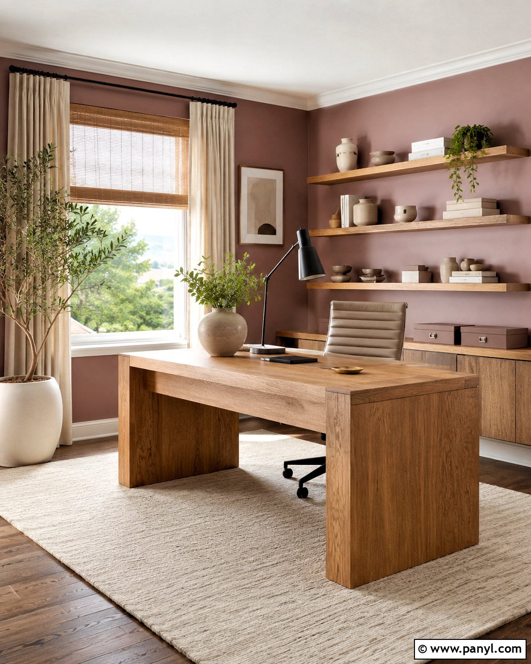 Mauve Office With Oak Desk - 20 mauve office ideas